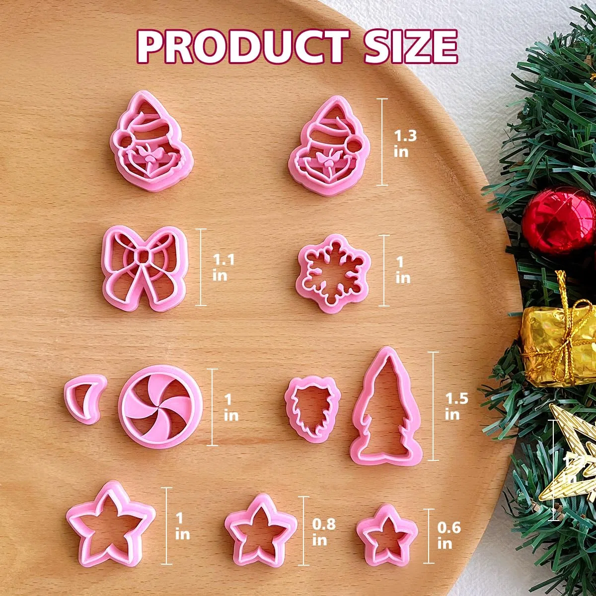 KEOKER Emporte-pièces pour argile de Noël - Formes pour boucles d'oreilles en argile polymère : Poinsettia, Grinch (10 pièces)