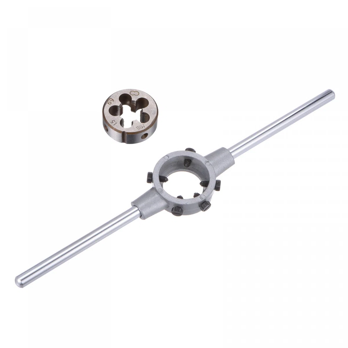 sourcing map M16 x 1,5 Filière Filetage Rond et Porte-filière 38mm (Convient M12-M16 Filière) Réglable