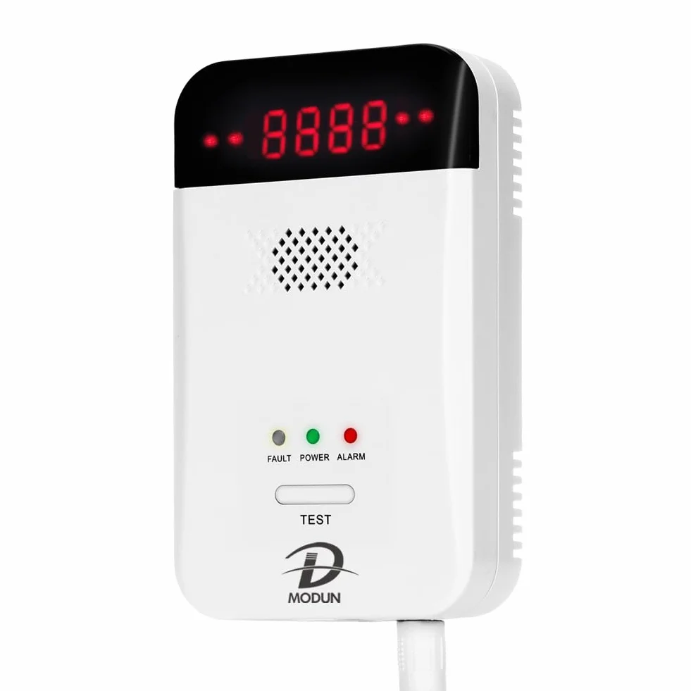 D MODUN Détecteur de gaz, Gaz naturel | GPL | Détecteur de fuite de gaz de charbon, moniteur de gaz à enfichable avec alarme sonore et affichage LED, alarme de gaz combustible méthane, propane, butane