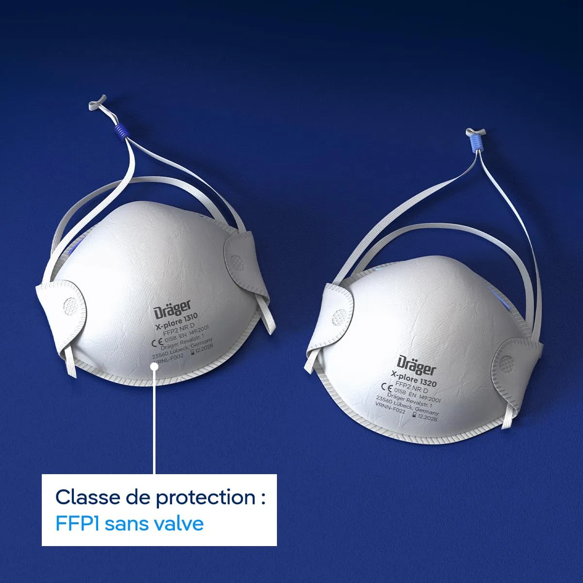 Dräger X-plore 1310 FFP1 Masque de protection respiratoire | Protection buccale comme filtre efficace contre les poussières fines et les particules | 20 masques respiratoires en taille universelle