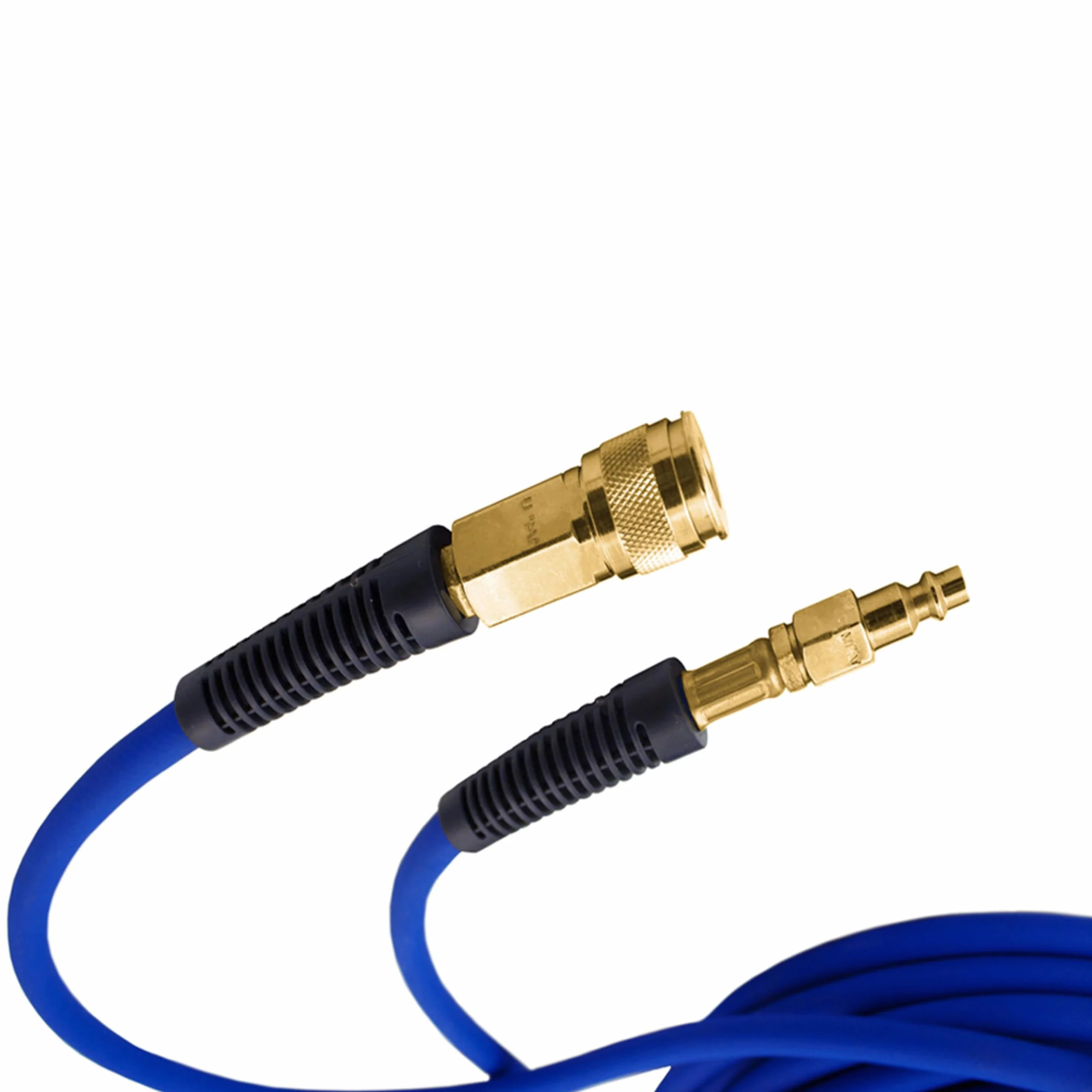 Estwing E1450PVCR Tuyau d'air hybride en PVC/caoutchouc de 15,2 m avec raccord industriel NPT en laiton et coupleur universel à connexion rapide, bleu et jaune, 0,6 cm x 15,2 m