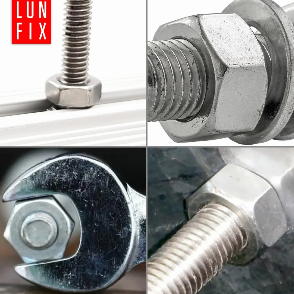 Tige filetée Set M10 x 1000 mm 10 pièces acier galvanisé 4.8 DIN 976 avec écrous DIN 934 et rondelles DIN 9021 - goujon fileté M10 boulon vis longue métrique complet tige fixation métal