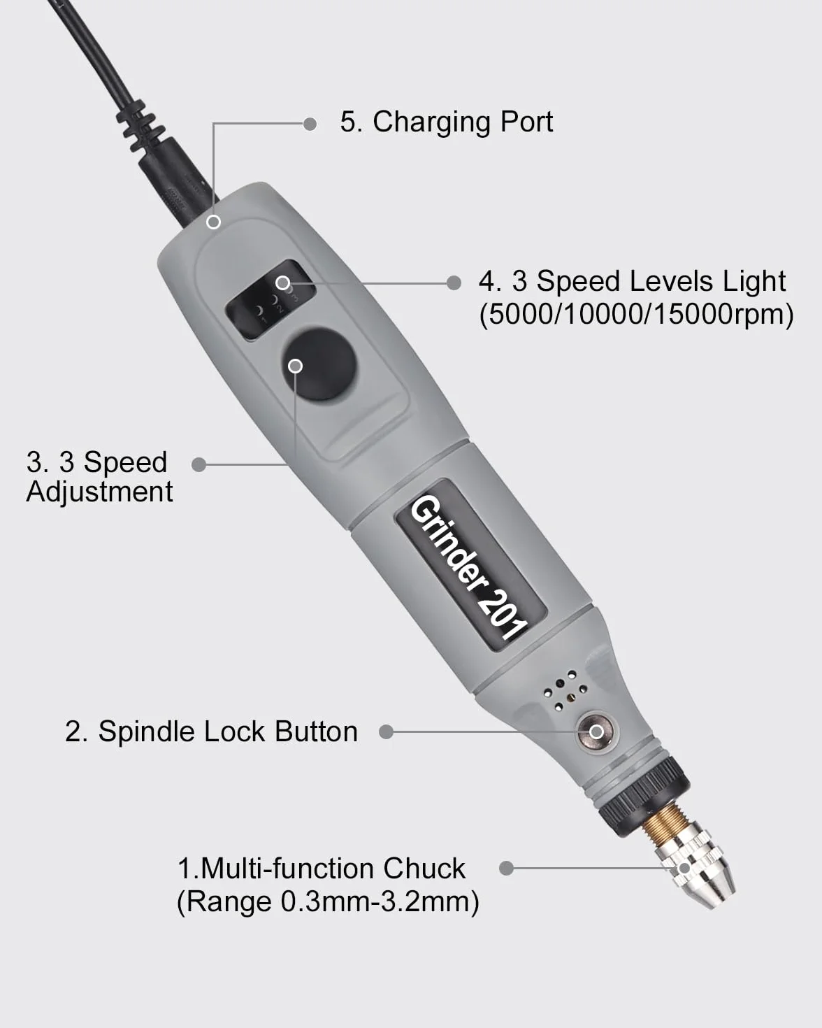 Multifonction Outils Rotatif Avec 95 Accessoires, Outil Rotatif sans fil, 3 Vitesse Perceuse sans fil Mini 5000-15000 tr/min, pour Perçage, Meulage,Polissage,Découpe, Gravure