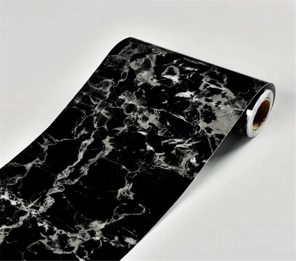 Frise de papier peint autocollant pour cuisine, chambre d'enfant - Noir - Amovible - Imperméable - PVC - 15 cm x 1000 cm