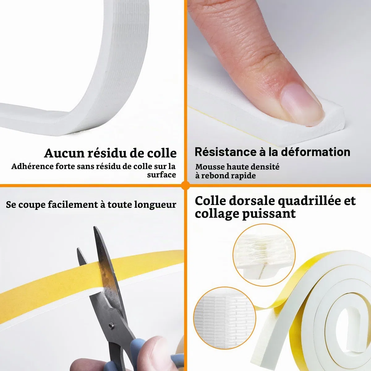 Storystore Joint Isolation pour Porte Fenêtre, Joint Adhésif en Mousse Caoutchouc, 2 Rouleaux 25mm(l) x20mm (H) x2m(L) Bande Caoutchouc Joint Isolation du Bruit Froid, Anti-collision, Antichoc, Blanc