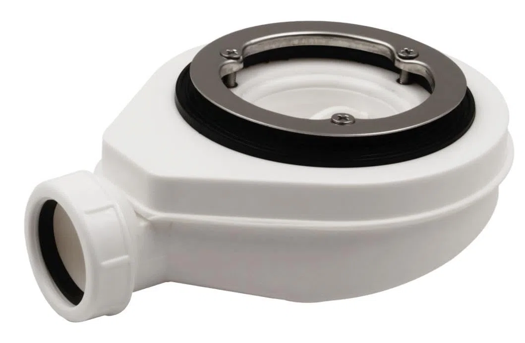 Bonde de douche - Valve vigangue our Siphon pour Receveur de Douche - Diamètre 40 mm - Anneau de fixation en acier inoxydable brillant avec fixation par 3 vis - Avec reservoir de déchets
