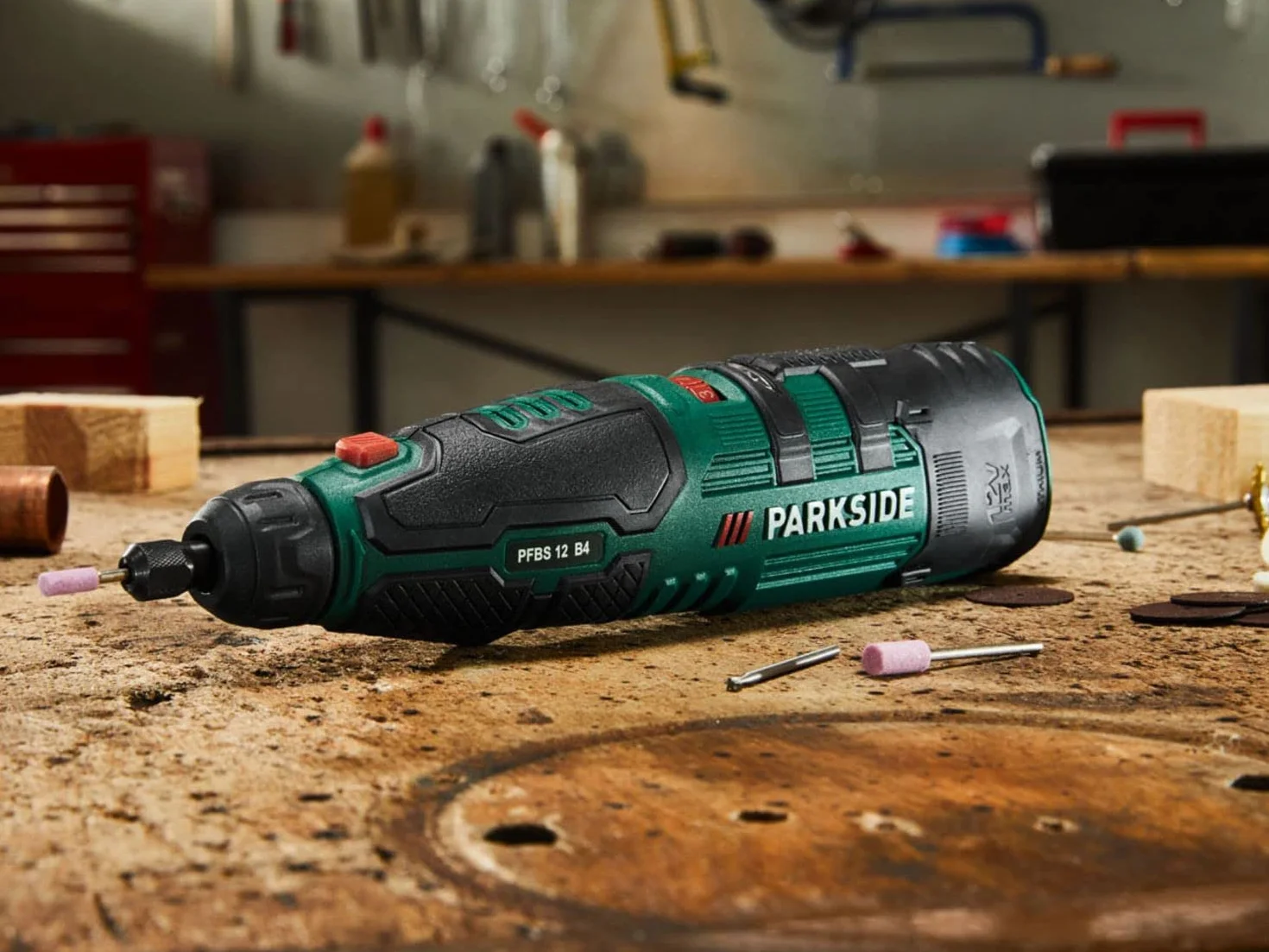 Coffret Parkside Mini meuleuse sans fil 4 v outil rotatif pfbs