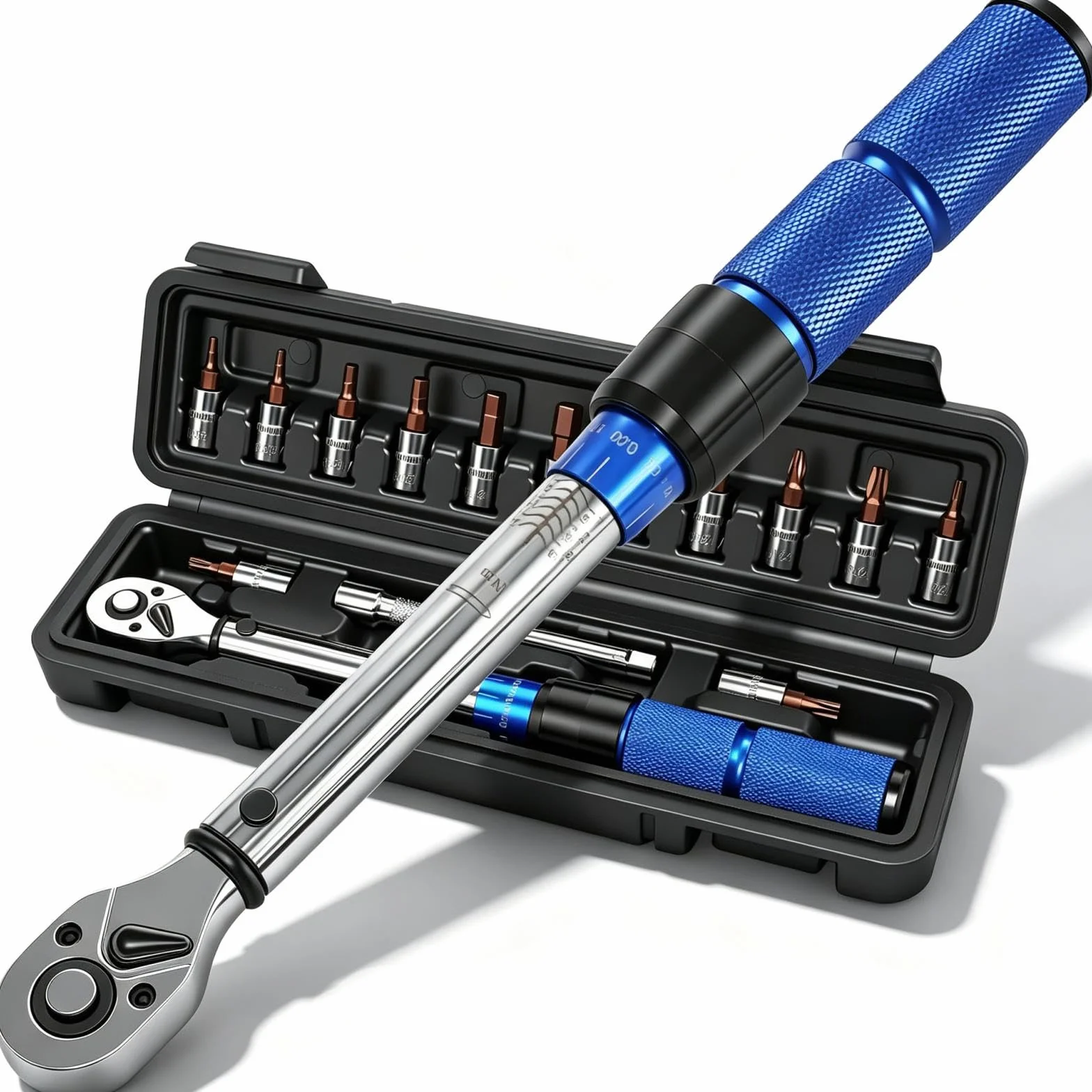 Clé Dynamométrique 1/4'', 2-24Nm, Précision ±3% avec 72 Dents, Clef Dynamometrique Réversible, Clés Dynamométriques avec Barre D'extension 100mm, Kit D'entretien pour Vélo, Moto et Voiture