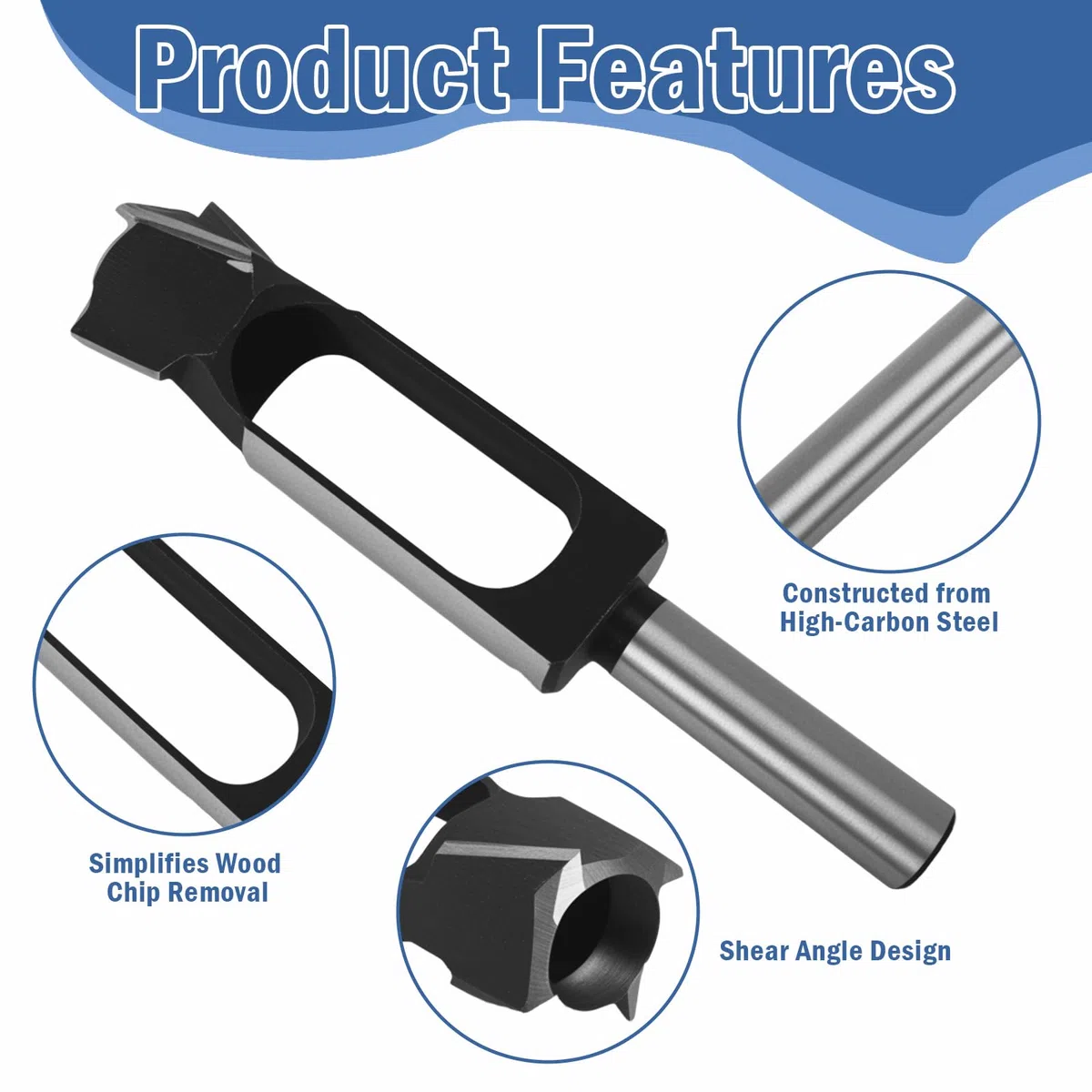 Coupe-bois en acier carbone pour le travail du bois - Tige de 13 mm - Diamètre : 8 mm, 10 mm, 12 mm, 14 mm, 15 mm, 16 mm, 18 mm, 19 mm, 20 mm, 25 mm, 30 mm, 35 mm, 40 mm