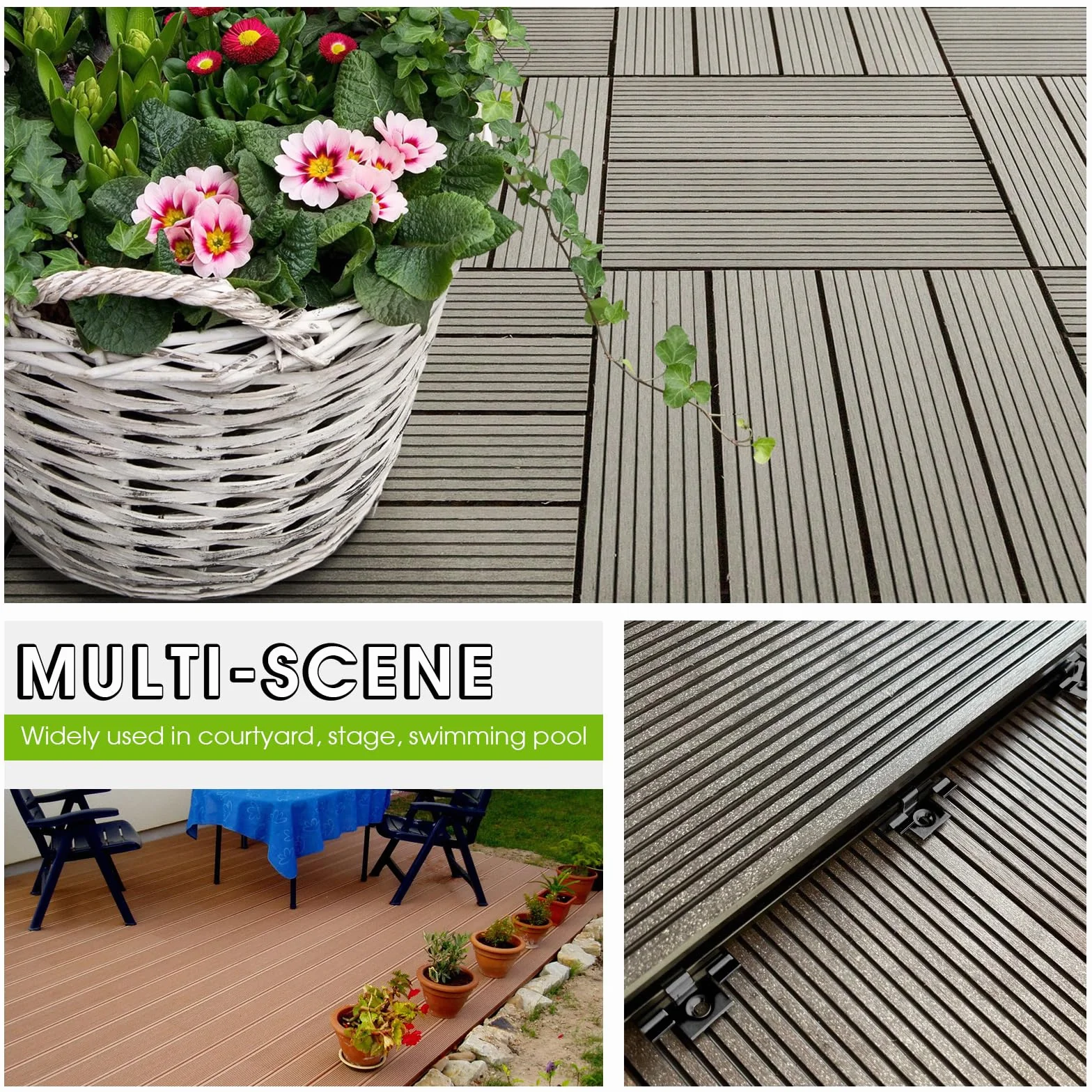 Lot de 100 Clips pour terrasse 9,5 mm Fermeture pour terrasse en WPC Pince pour terrasse en acier pour terrasse en composite Fixation invisible Agrafette de fixation Plage de serrage, Noir