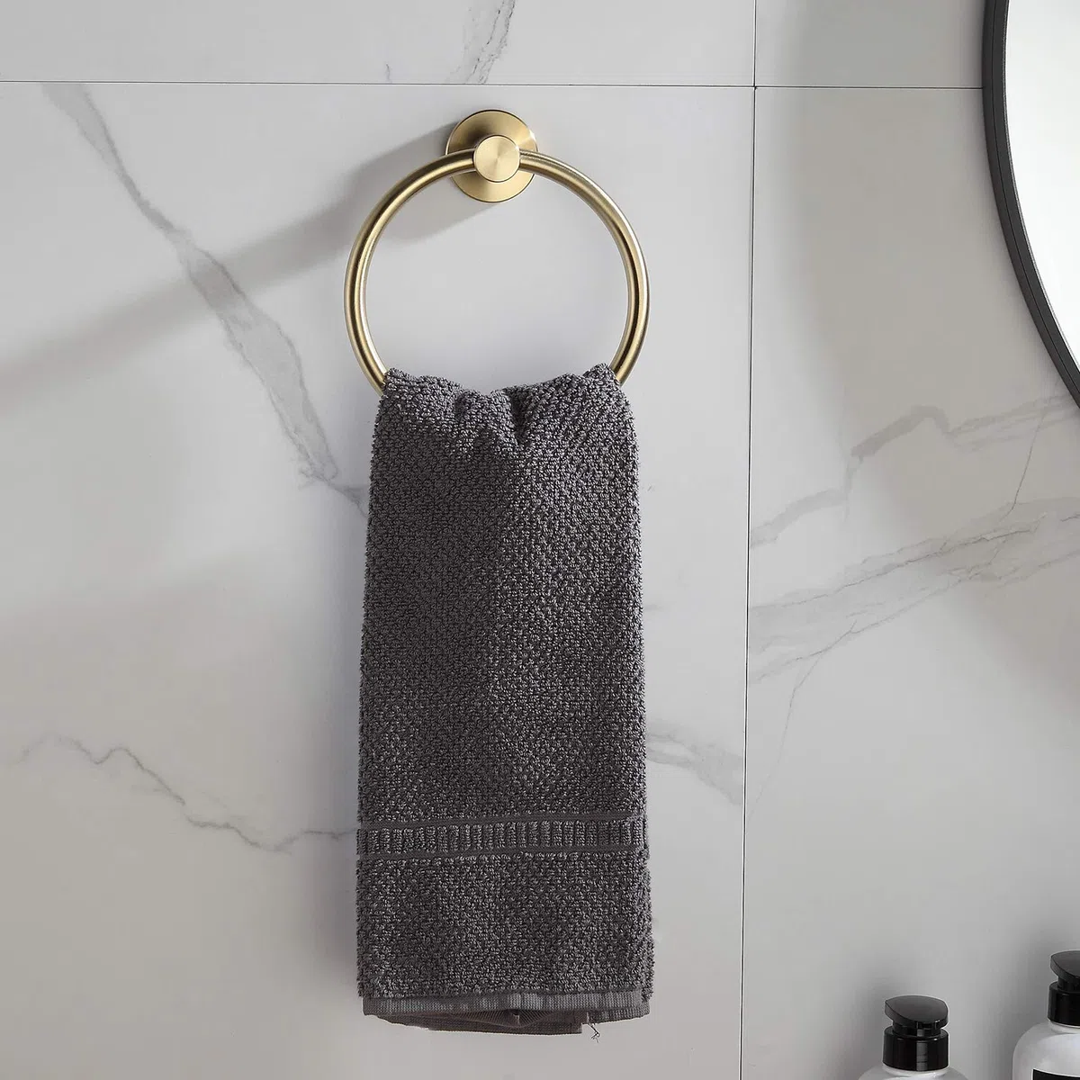 BGL Towel Ring Brushed Gold Stainless Steel 304 Towel Ring Wall Mount Bathroom Towel Holder Round Towel Hanger