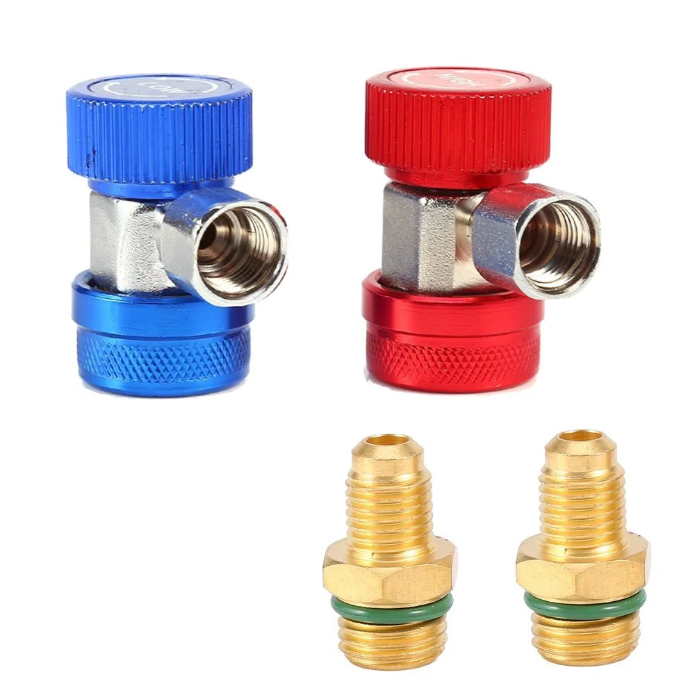 Youngine Adaptateur de raccord Rapide R134A Ajustable, raccords, kit de Conversion de Tuyau de jauge de collecteur de climatiseur Haut/Bas, 1/4 "SAE HVAC