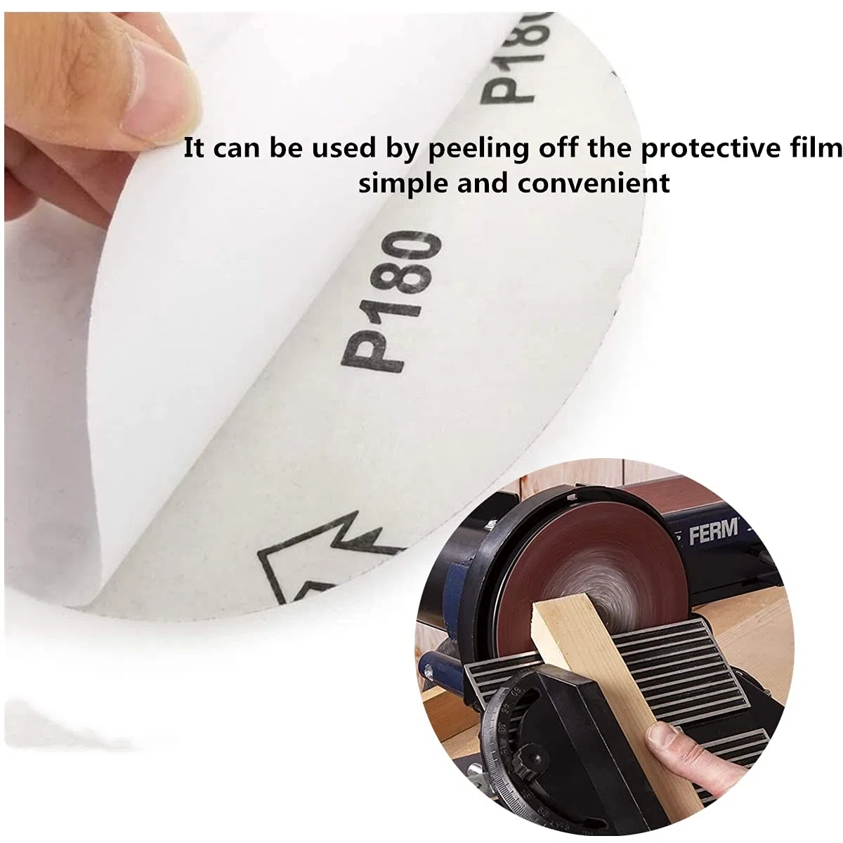 FEIHU Disque de Ponçage 150 mm. 6 inch Disques abrasifs，Papier abrasif autocollant (PSA) Grain 5 X P 60/80/120/180/240/320 pour ponceuse stationnaire à bande et à disque TC-US 400(30pcs)