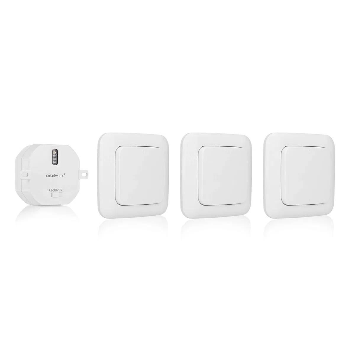 Smartwares Kit domotique Interrupteur sans Fil Plug & Connect - pour Chambre à Coucher - 3 Interrupteurs Simples et 1 Module encastrable - SH4-99567