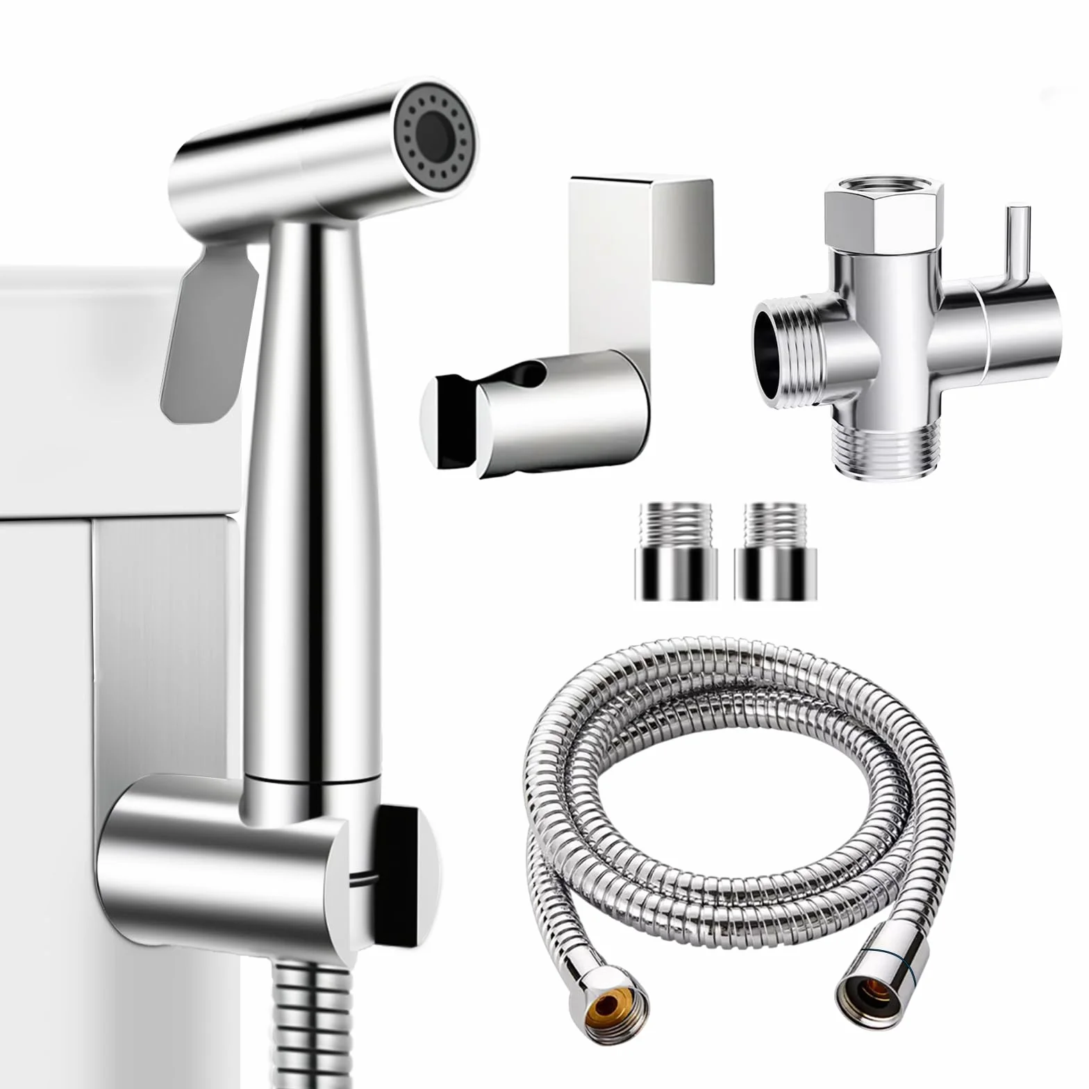 Pulvérisateur de bidet à main WEIDMAX, kit de pulvérisation en nickel brossé en acier inoxydable, nettoyant pour couches en tissu de salle de bain, buse de douche antirouille portable (G1/2''-3/8'')