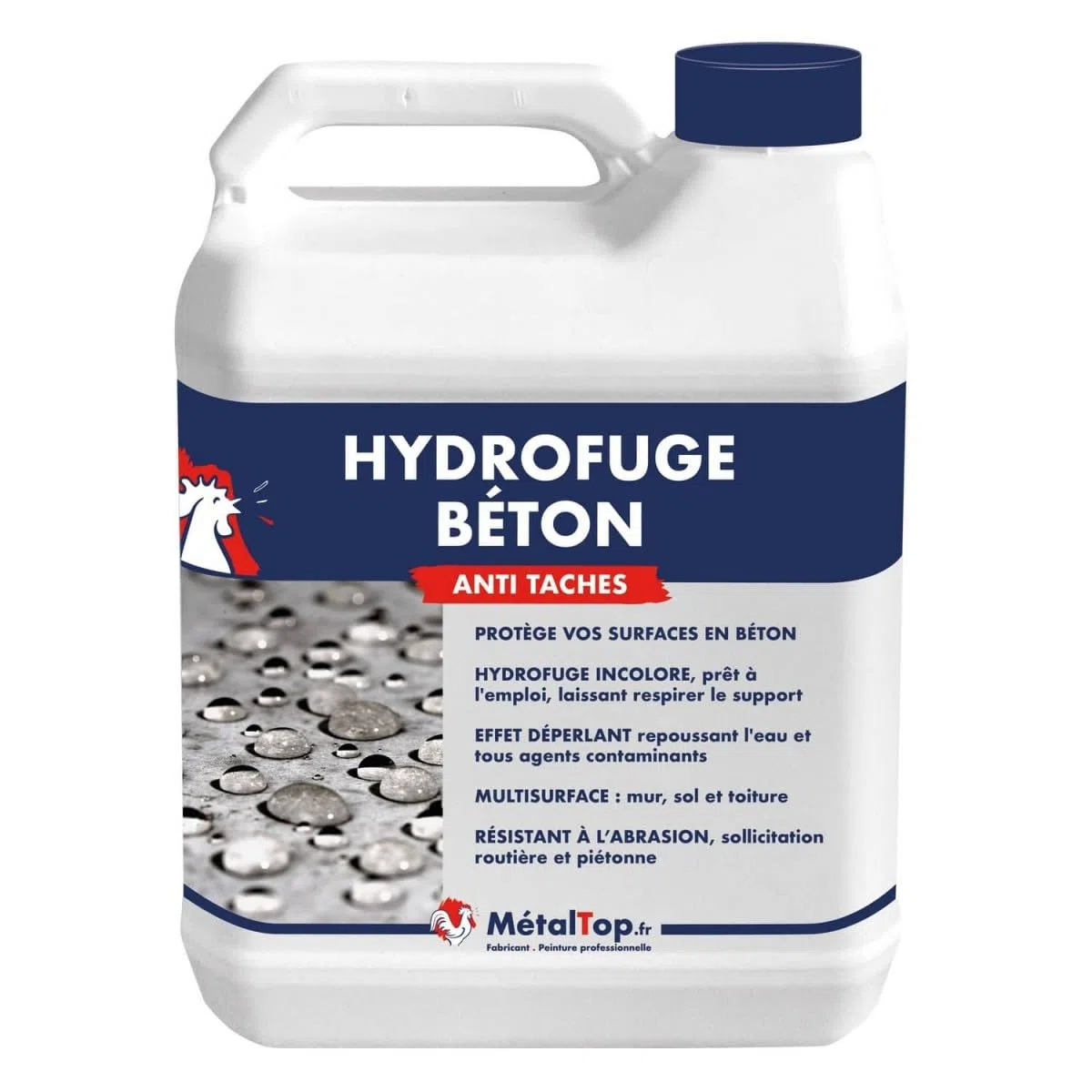 Métaltop - Hydrofuge Beton - 1 L - Pour une protection anti-humidité pour dalle, mur, terrasse et fondation