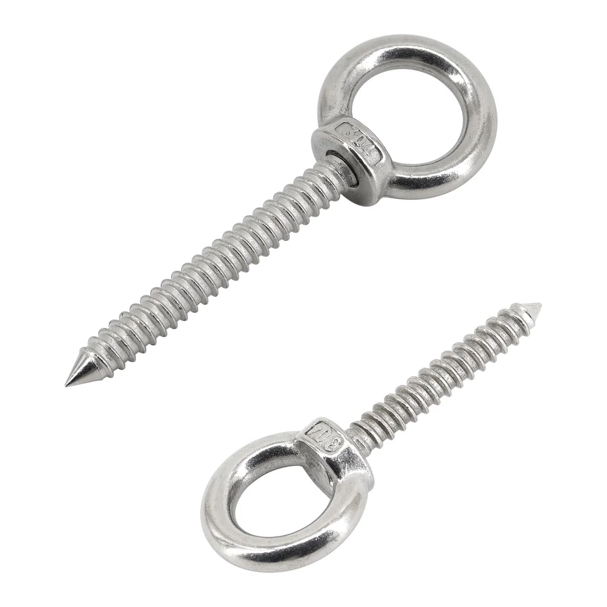 Lot de 2 crochets auto-taraudeuses à œillets en acier inoxydable 304 M12 x 80 mm pour hamac, balancelle, yoga