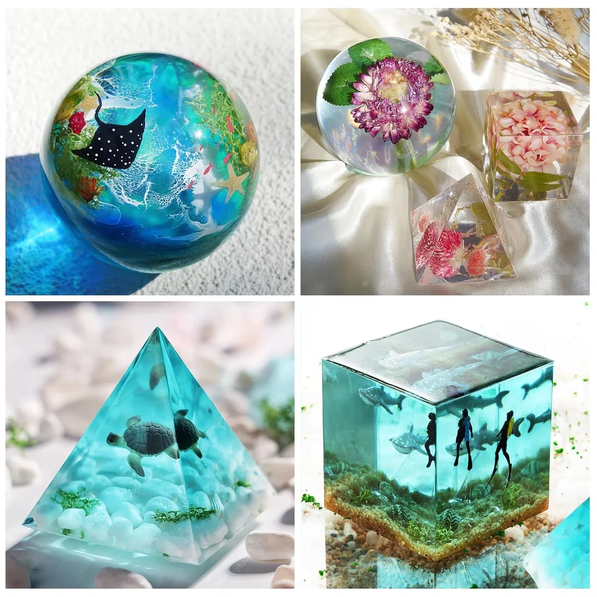 LET'S RESIN Epoxy Resin Kit Complet, 500ml Kit Resine Epoxy Complet Débutant avec Moule Resine Epoxy