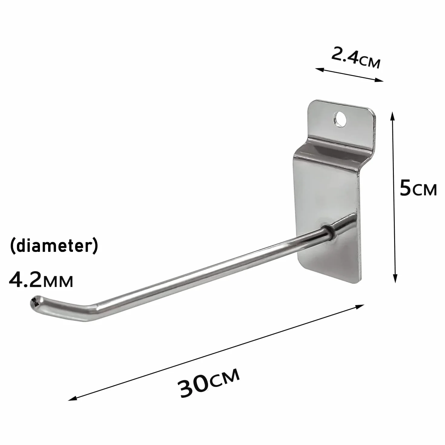 Lot de 100 Crochets pour Panneau Perforé de 30 cm, Muraux à Lattes pour Étagères, Longs en Métal pour Accrocher Garage, Magasin, Maison