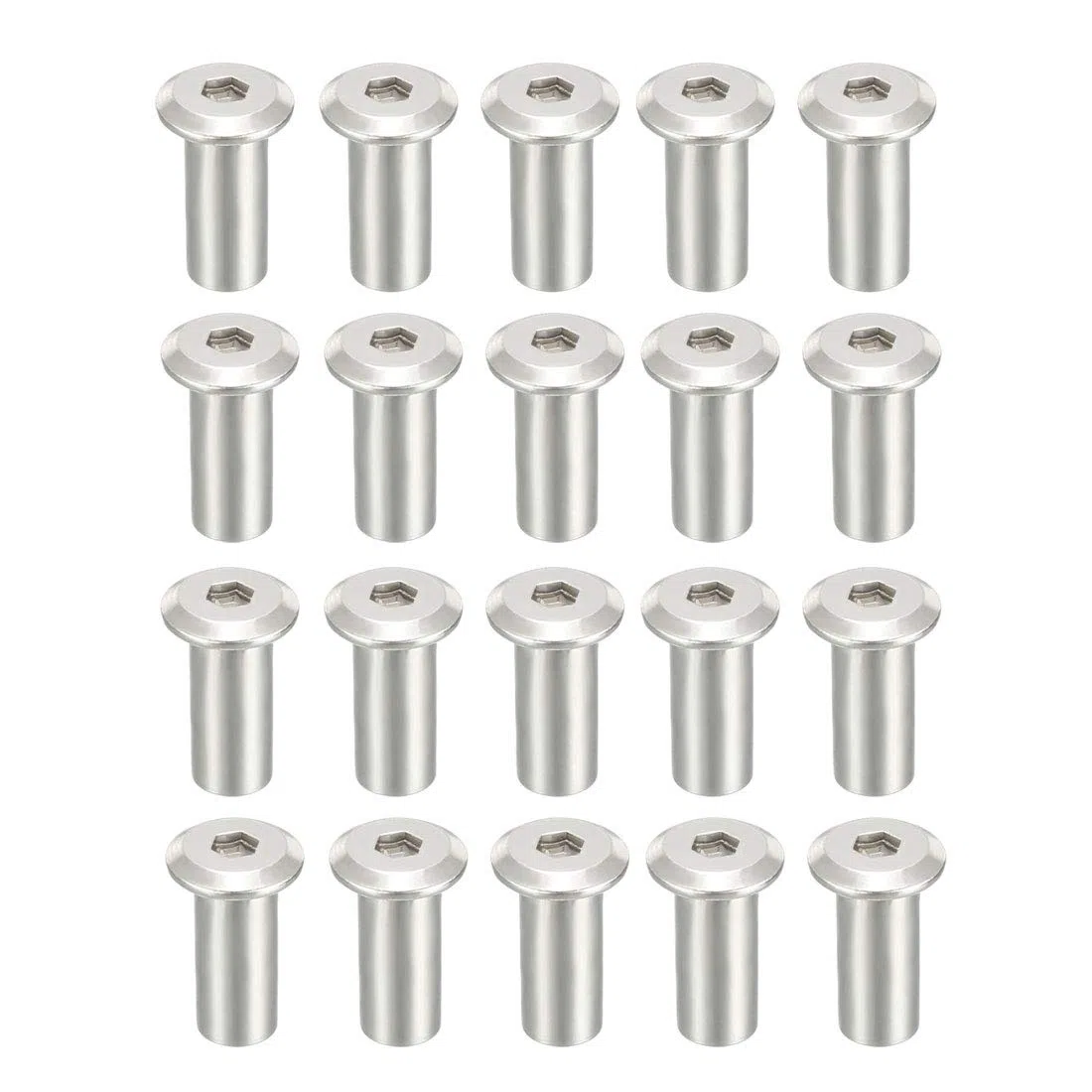 Sourcing Map Lot de 20 écrous à tête hexagonale M6 x 17 mm Plaqué nickel