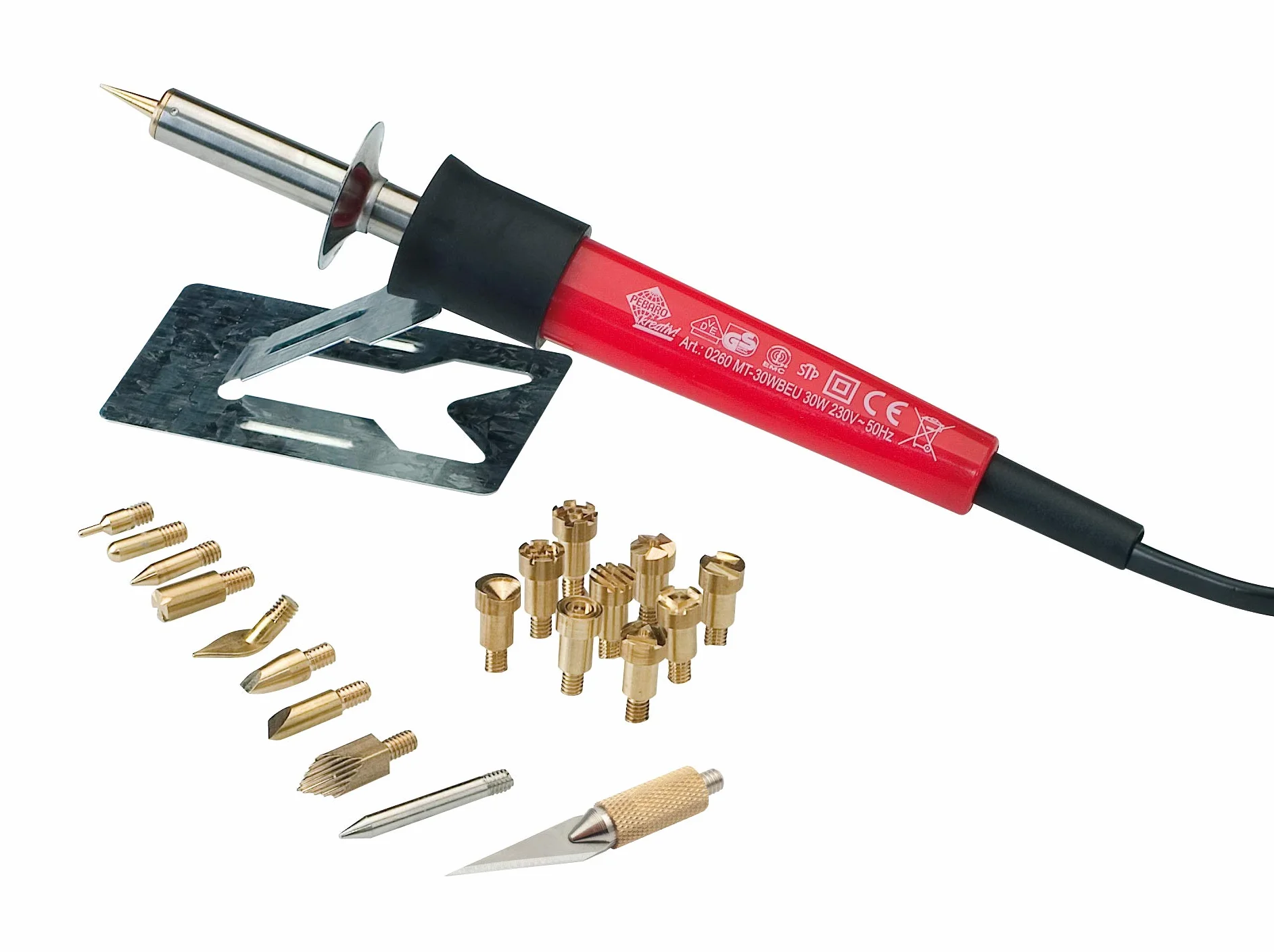 Pebaro 0261 Kit de pyrogravure avec 20 Embouts et 2 Fonctions supplémentaires