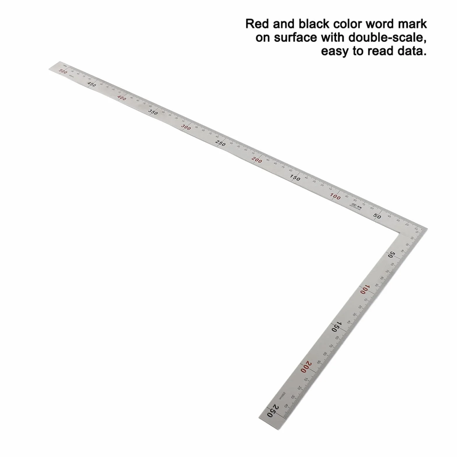 Équerre de Charpentier Acier Inoxydable 500x250mm Règle à Angle Droit à 90 Degrés équerre de Cadrage en Acier Outil de Mesure Professionnel Facile à Lire Angle de Règle de 02