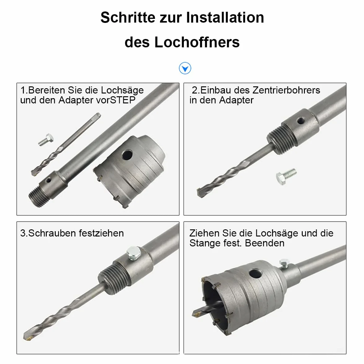 SUQIN Scie Cloche Trépan Beton Ø 105mm Avec Adaptateur SDS Plus 110 mm,Carotteuse Beton,Scie Trépan Pour Percer Des Trous Dans Les Murs En Blocs