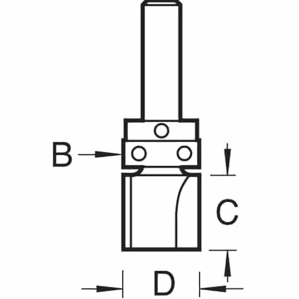 Trend CraftPro Fraise à défoncer à guide, queue de 1/4 pouce, diamètre de coupe 15,9 mm et longueur de coupe 25 mm, embout en carbure de tungstène, C121CX1/4TC