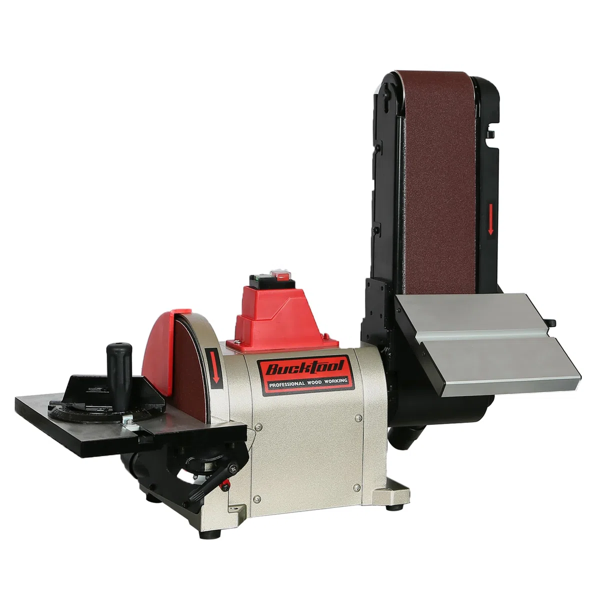 BUCKTOOL BD4801 Ponceuse à bande 4 po x 36 po et ponceuse à disque 8 po avec moteur à entraînement direct 3/4HP