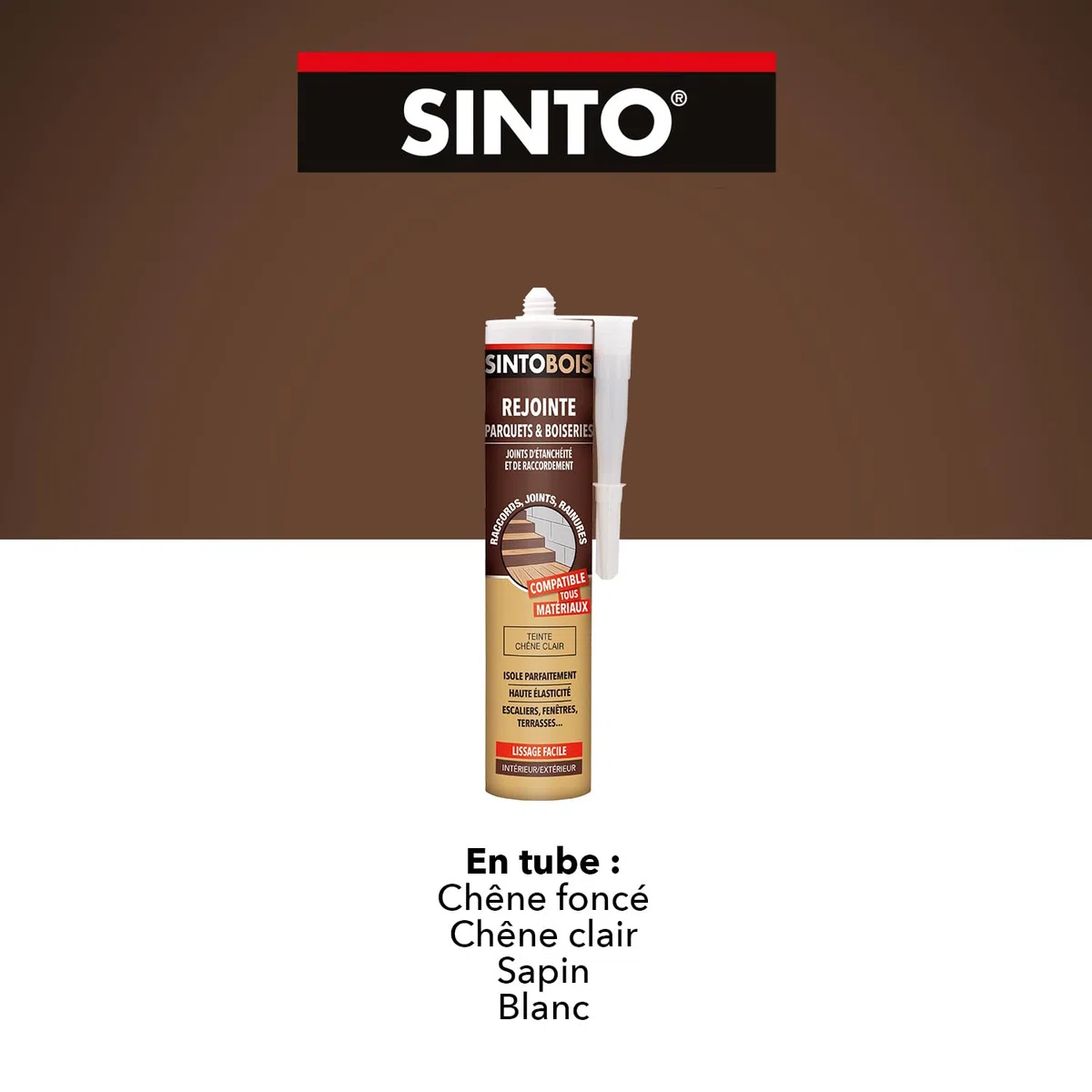 SINTO Joints Multi-Matériaux Chêne Clair - 300ml - Idéal pour les Endroits Difficiles d'Accès - Isole Parfaitement - Adhère Facilement - Sans Odeur (Lot de 2)