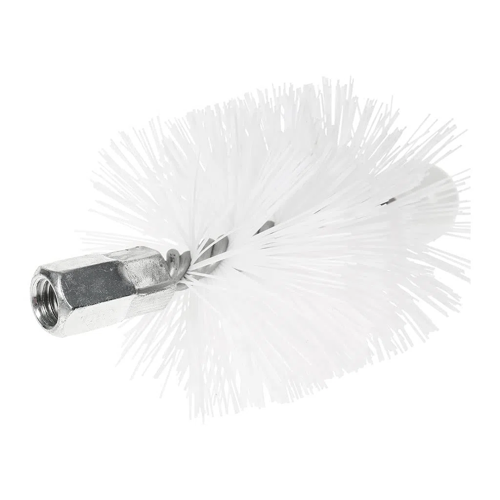 RUECAB - Brosse de ramonage Ø80mm pour poêle à granulés/pellets, hérisson ramonage nylon Ø80mm, Filetage femelle M12 x 1,75mm, longueur : 150mm - Ecouvillon de ramonage 80mm - Spécial poêles granulés