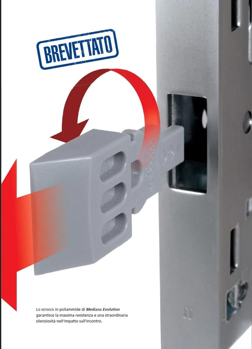 Serrure AGB Mediana Evolution avec verrouillage central uniquement pour porte intérieure. (chromé mat)