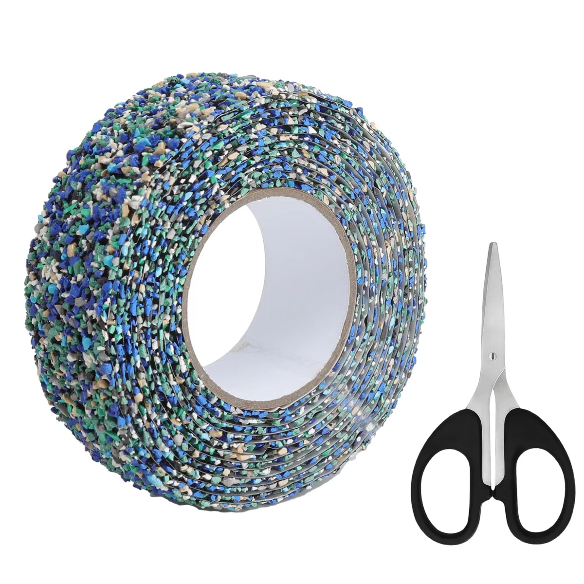 Bande antidérapante en caoutchouc 50mmx5m, autocollante avec petits ciseaux, bande adhésive antidérapante pour escaliers cabines de douche piscines réservoirs d'eau et pièces humides (bleu)