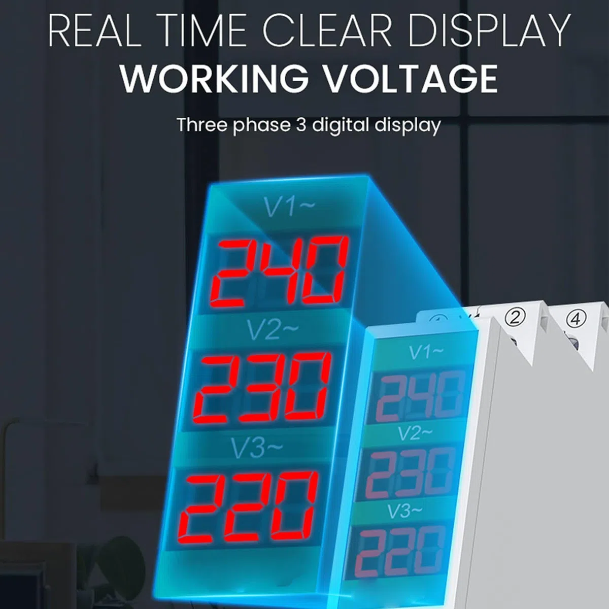 Marhynchus Voltmètre triphasé, Voltmètre Numérique LCD pour Mesure de Tension AC 60-450 V, monté sur Rail Din avec Interface Conviviale