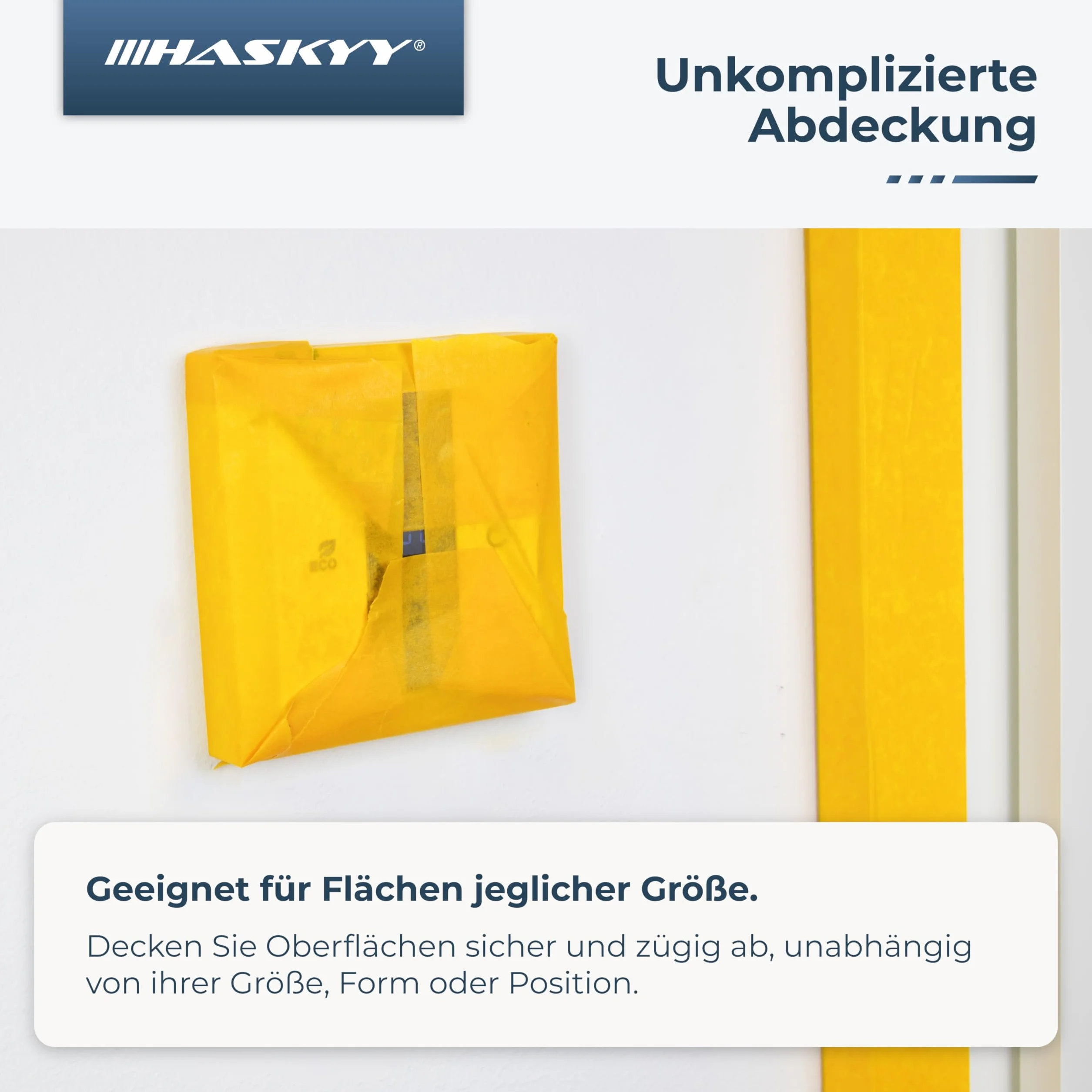 HASKYY Ruban de masquage pour peinture 50mm x 50m - 10x Rouleaux ruban adhésif crêpe pour travaux de peinture et de rénovation Intérieur et Extérieur, Résistant Aux UV - pour peindre vernir rénover