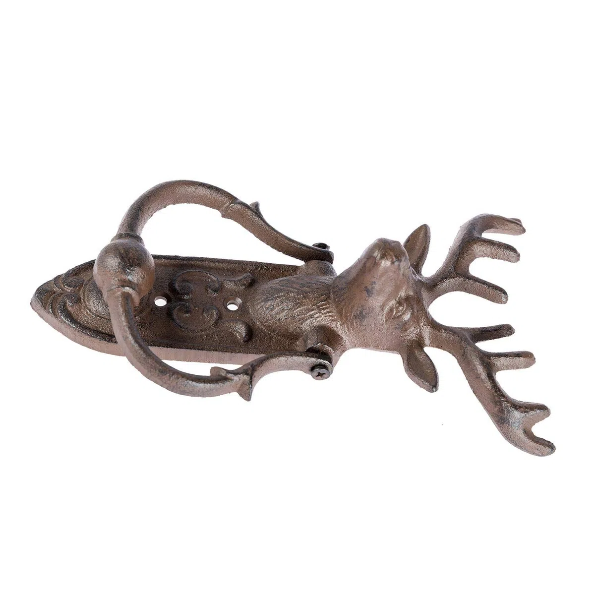 HOMESCAPES Heurtoir de porte décoratif en fonte marron - Tête de cerf