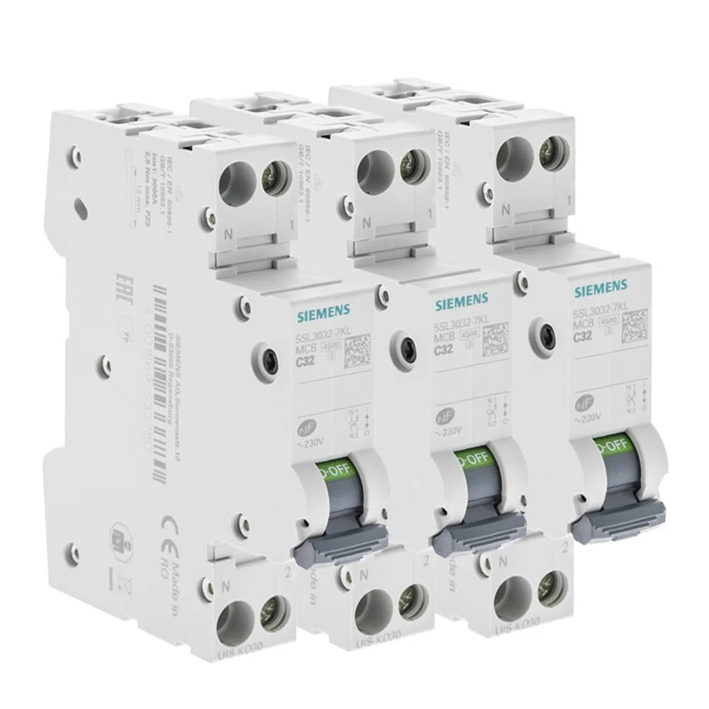 SIEMENS - Lot De 3 Disjoncteurs Électriques Phase + Neutre 32A