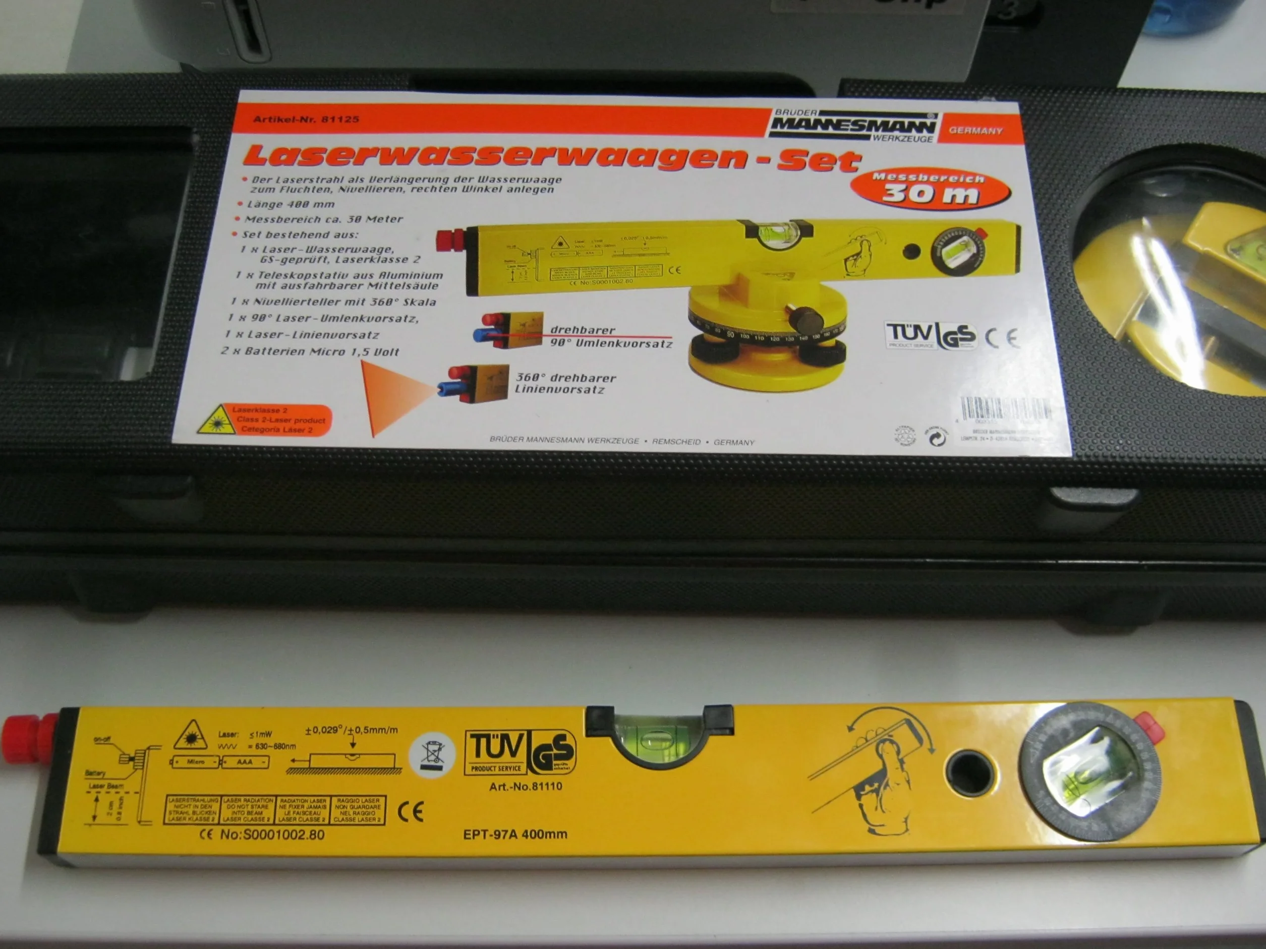 Mannesmann 81125 Set niveau à bulle laser Malette incluse (Import Allemagne)