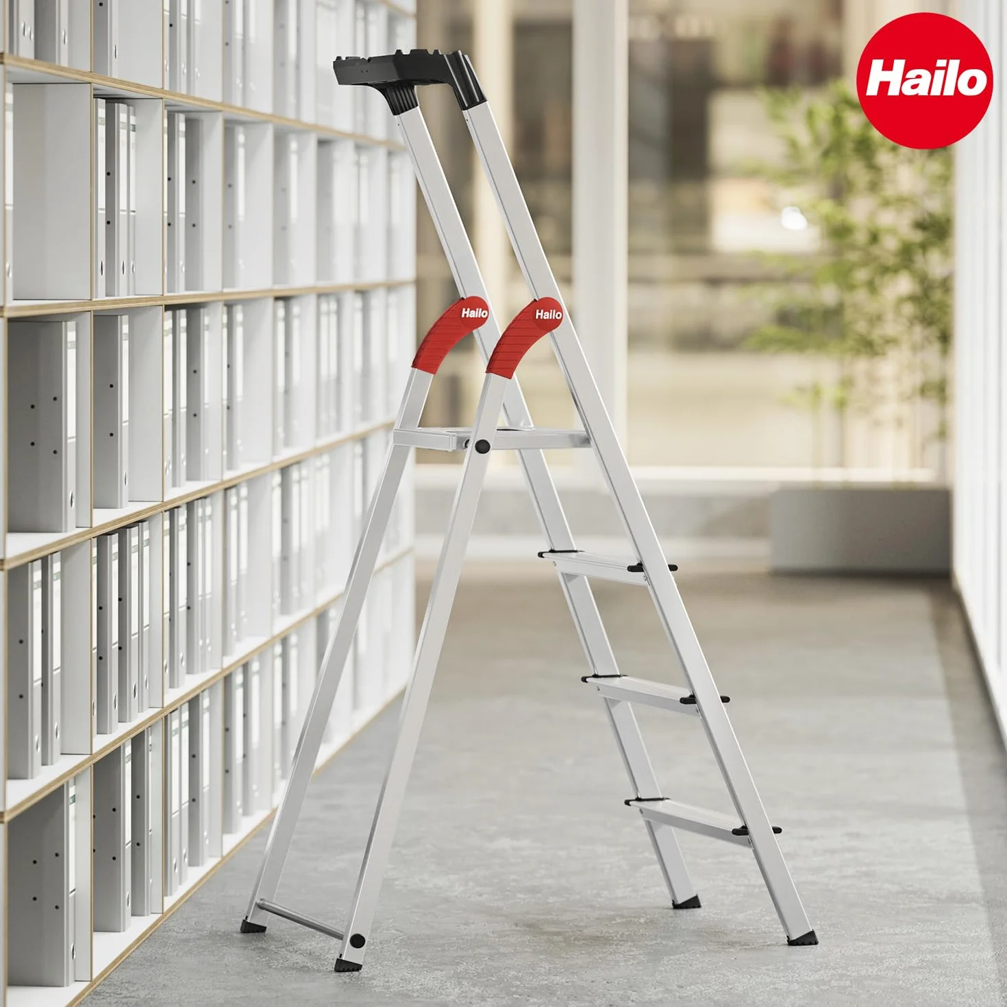 Hailo Lot de 4 pieds d'échelle - Pieds de rechange pour échelles ménagères Hailo telles que L20, L40 BasicLine et L50, L60 StandardLine - 43 x 20 et 35 x 20 mm, noir