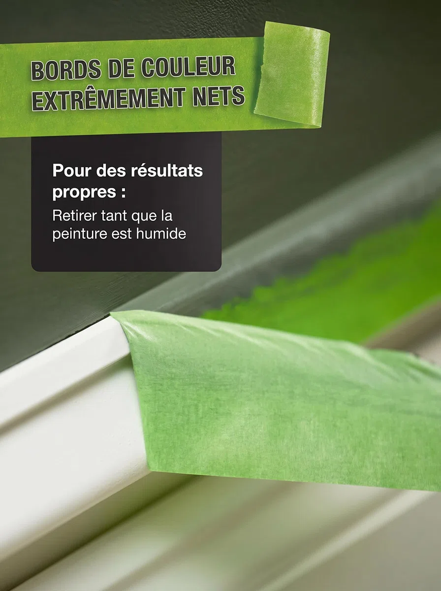 FrogTape Multi Surface Ruban de Masquage 36mm x 55m lot de 3, Adhésif Peintre avec Technologie PaintBlock, Lignes Nettes, Enlèvement Sans Résidus, Scotch Peinture pour Bois Verre Métal, Vert