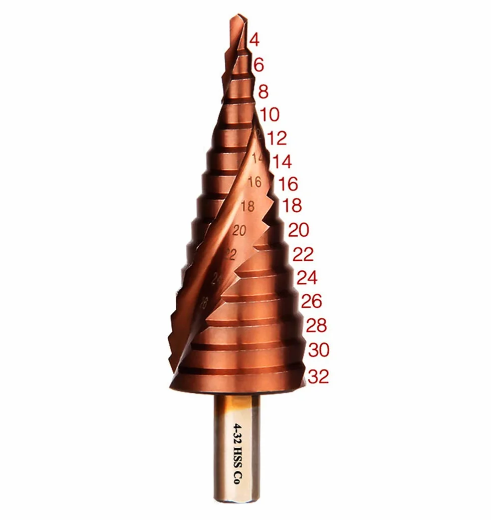 Mengshen Forêts Cobalt Étagés 4-32mm HSS M35 Rainure Spirale Découpe Perçage Acier Inoxydable Plaque Trempe Poignée Triangle