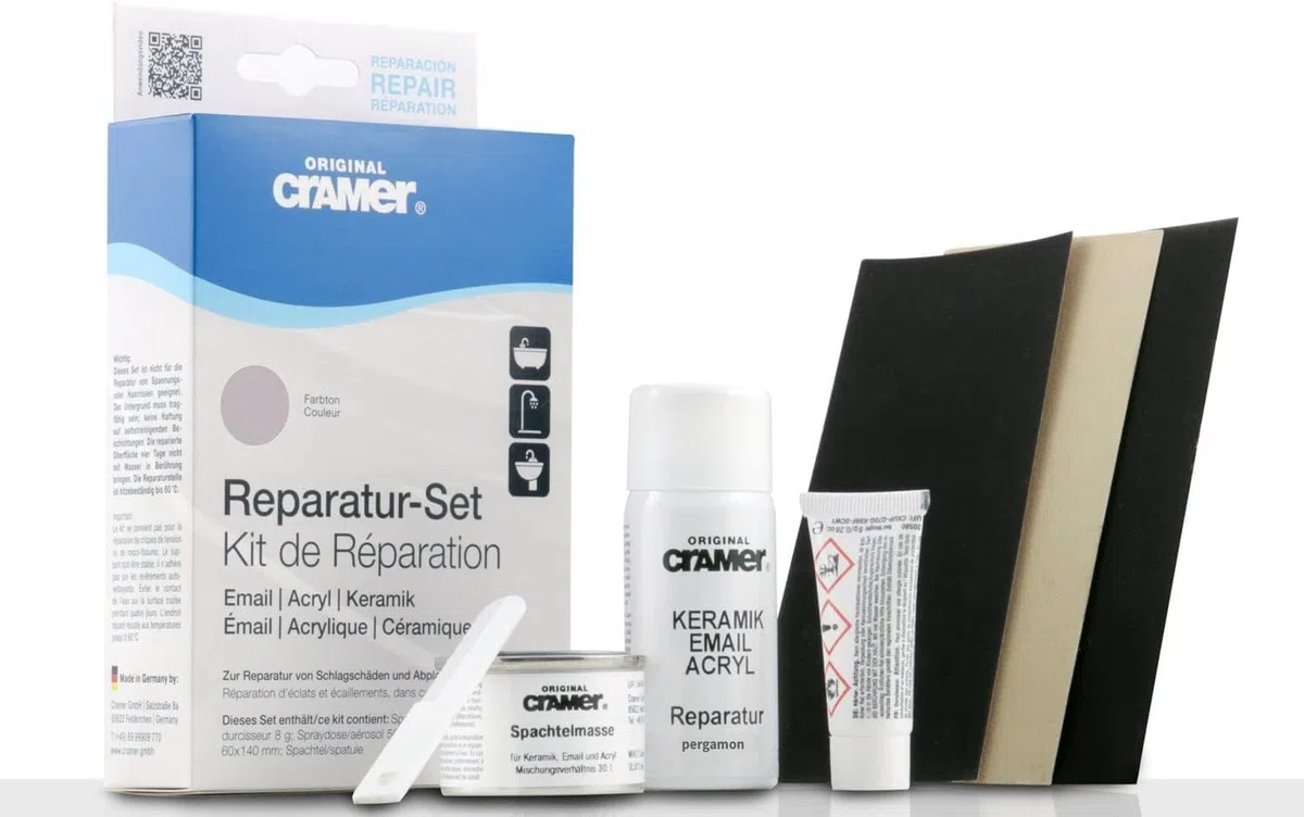 Cramer Pergamon Set de réparation de baignoires en céramique, émail et acrylique, crème