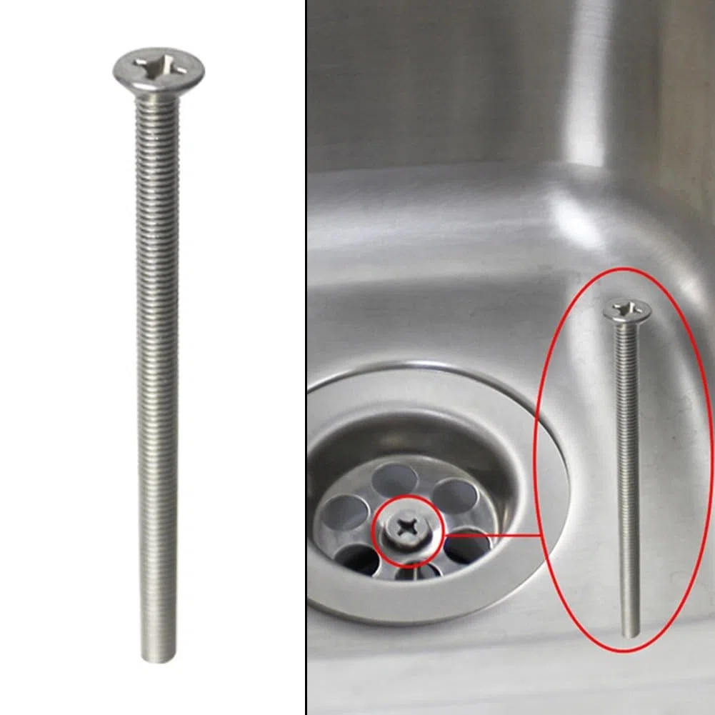 Filtre d'évier en acier inoxydable de 90 mm avec connecteur à vis et boulon pour installation de bonde d'évier de cuisine, ajustement sécurisé sans fuite, argenté