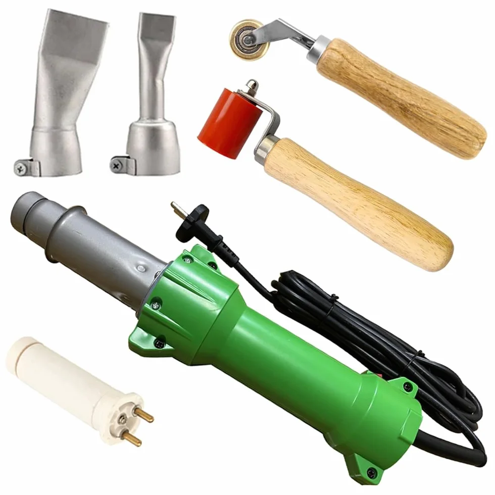 1600W Thermique Pistolet de Soudage Soudeuse de Plastique Fer À Souder Air Chaud Barre, avec des Buses, avec Lumière LED, avec Rouleau à couture en Silicone et Rouleau à Couture en Laiton