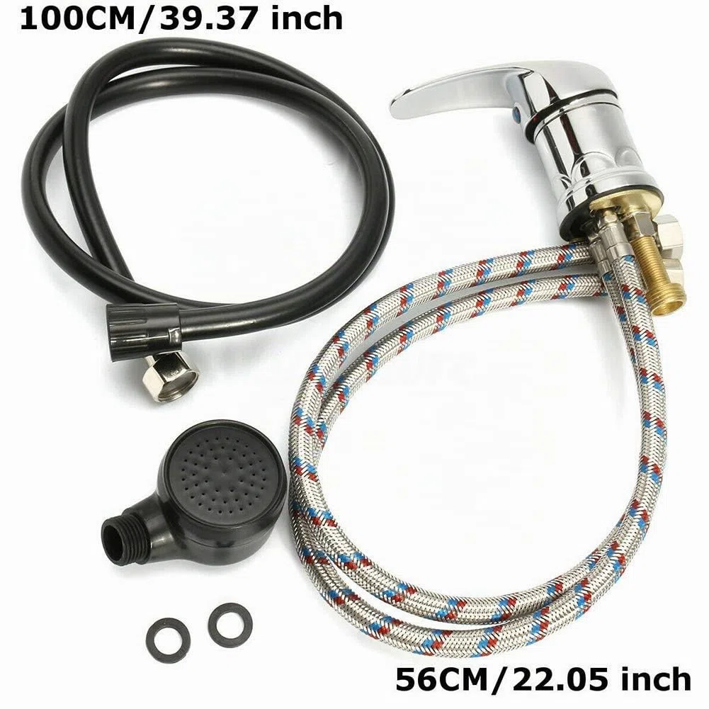 Faderr Kit de robinet salon coiffure, bol shampooing douche, d'eau pour la maison, spa, mélangeur chaud et froid le lit ou l'unité lavage arrière (argent), Taille unique