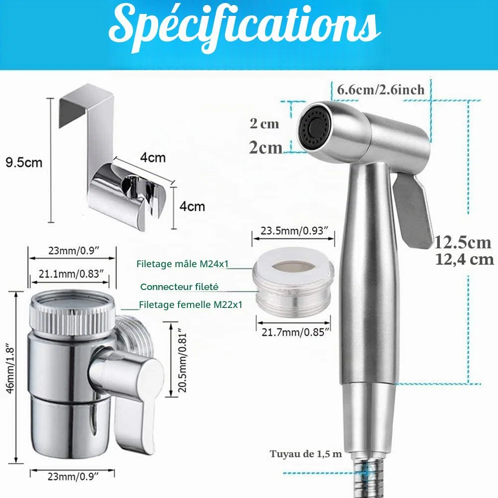 Douchette pour Lavabo Ensemble - Pommeau Douche pour Lavabo Douchette de Salle de Bain avec 59”Tuyau pour Pet Douche se Laver Les Cheveux ou Nettoyer L'évier - avec valve de robinet