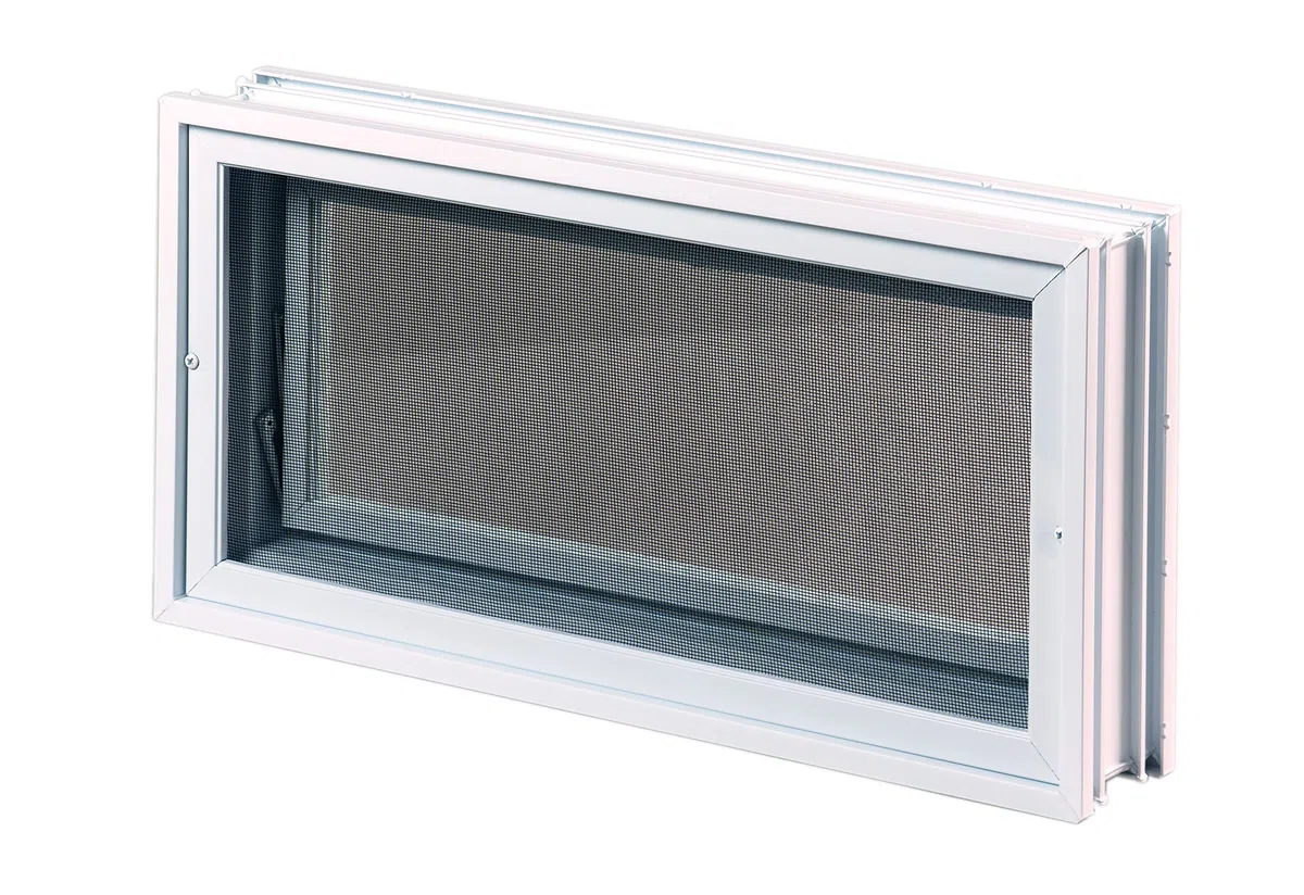 Fenêtre d’aération à insérer dans un mur en briques de verre ou en maçonnerie | Dimensions 48,4X24X8 cm | Unité de vente 1 fenêtre