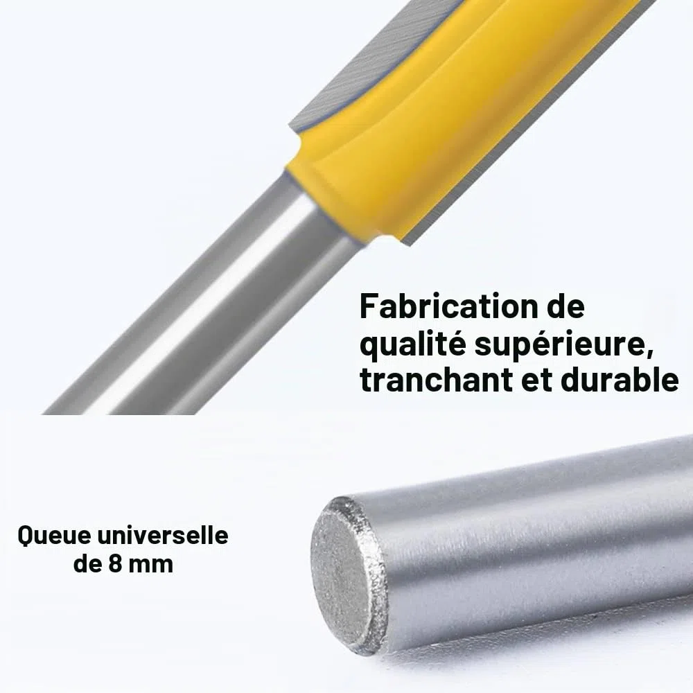ASNOMY 5Pcs 8mm Flush Trim Router Bits Extra Long Mèches Carbide Router Bits à Bois Fraise à Menuiserie - Pour bois, longueur de coupe extra longue : 30 mm, 40 mm, 50 mm, 63 mm, 76 mm