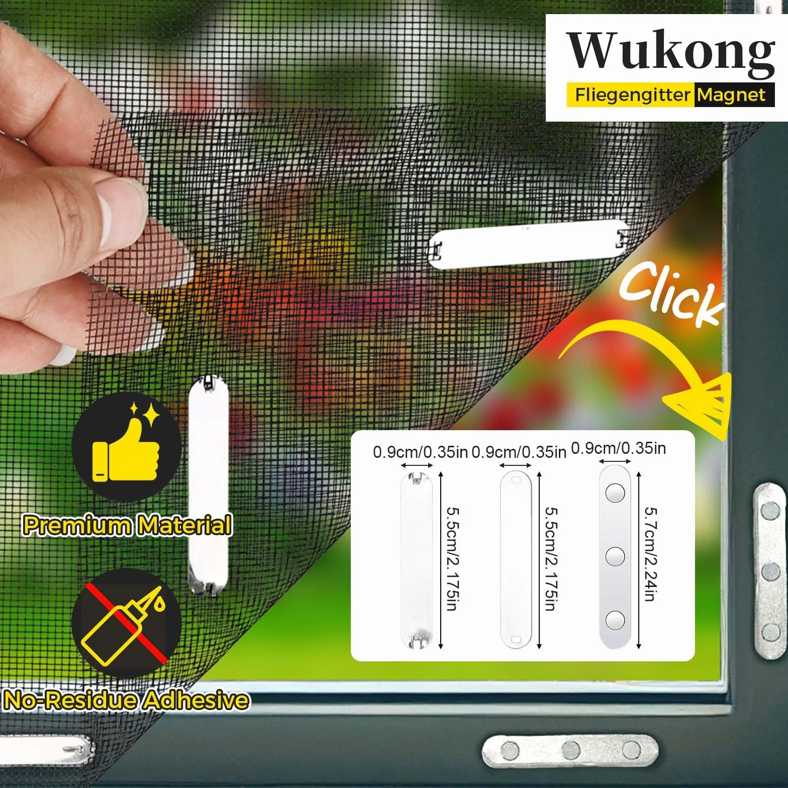 Wukong Aimants pour Moustiquaire – Lot de 36 aimants puissants autocollants et réutilisables pour fixer les moustiquaires aux fenêtres, sans perçage, pour une utilisation intérieure et extérieure