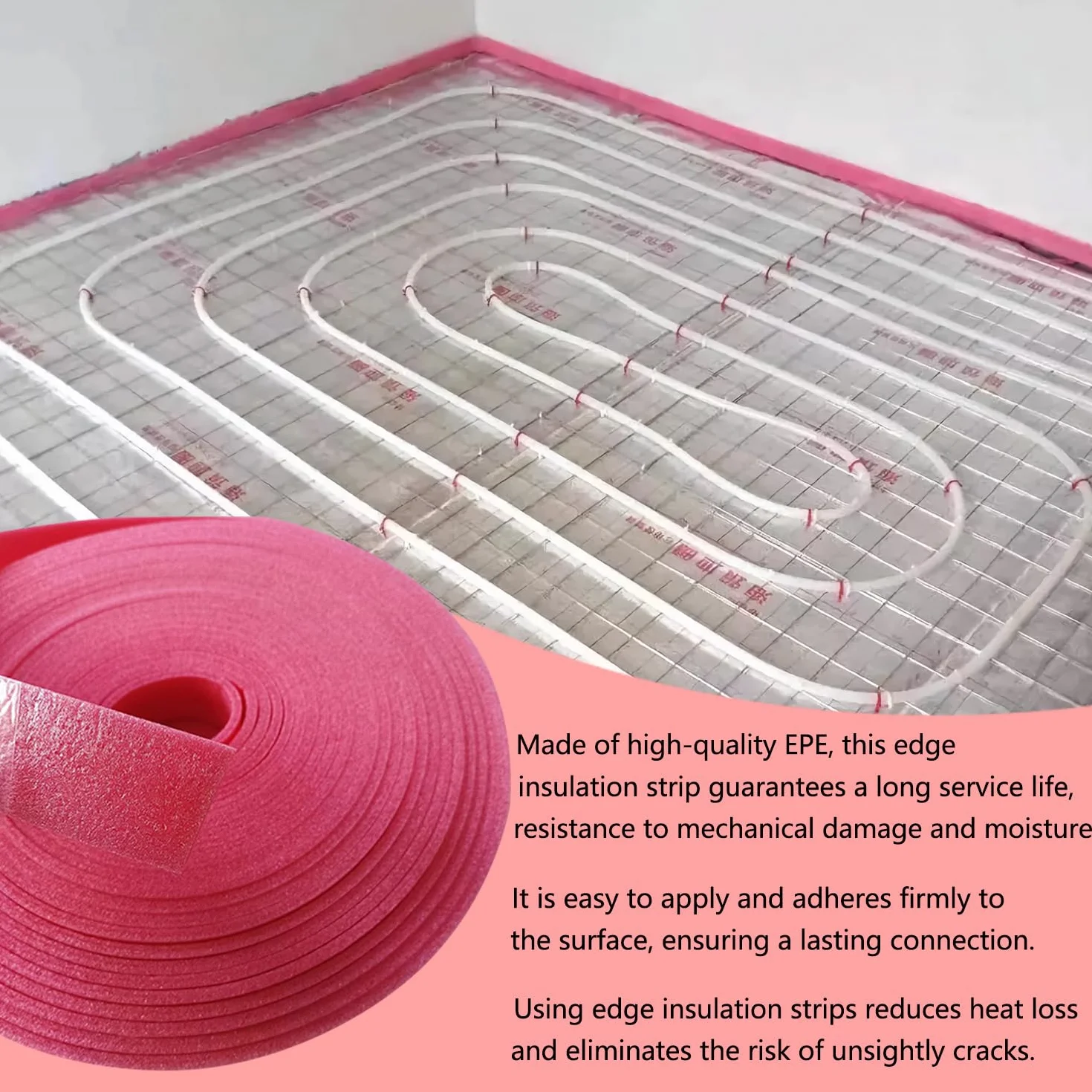 Bande Peripherique pour Dalle Autocollante 100 mm x 5 mm x 20 m Bande Peripherique pour Chape Bandes Resilientes pour Chauffage Au Sol (10CM)